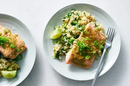 Green Curry Salmon With Coconut Rice