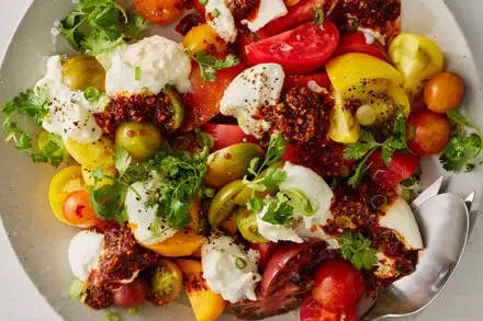 Tomato and Burrata Salad with Chile Crisp