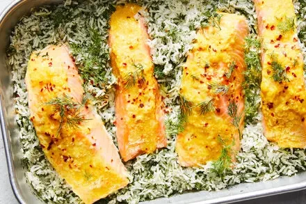 Baked Salmon and Dill Rice
